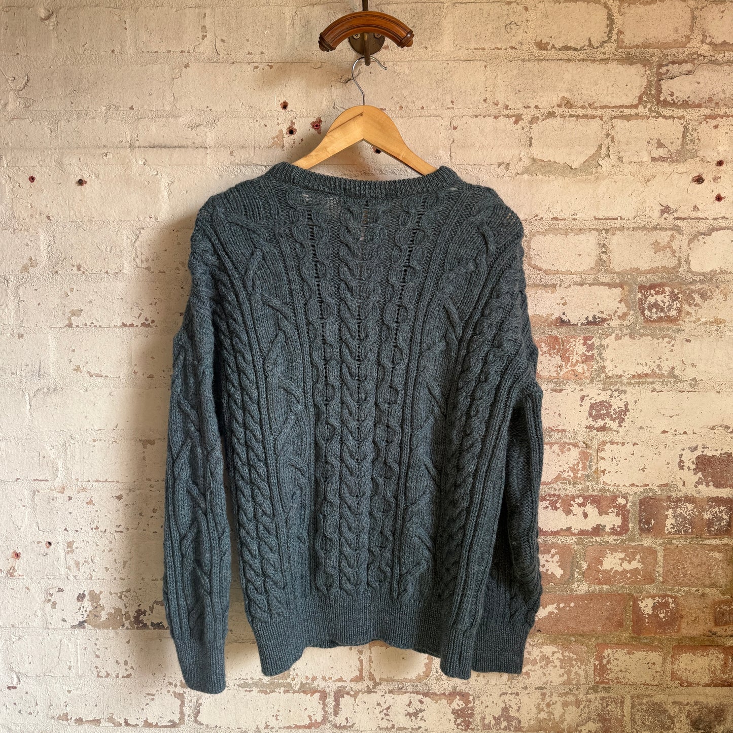 1980s Green St Michaels Cable Arran Knitted Jumper