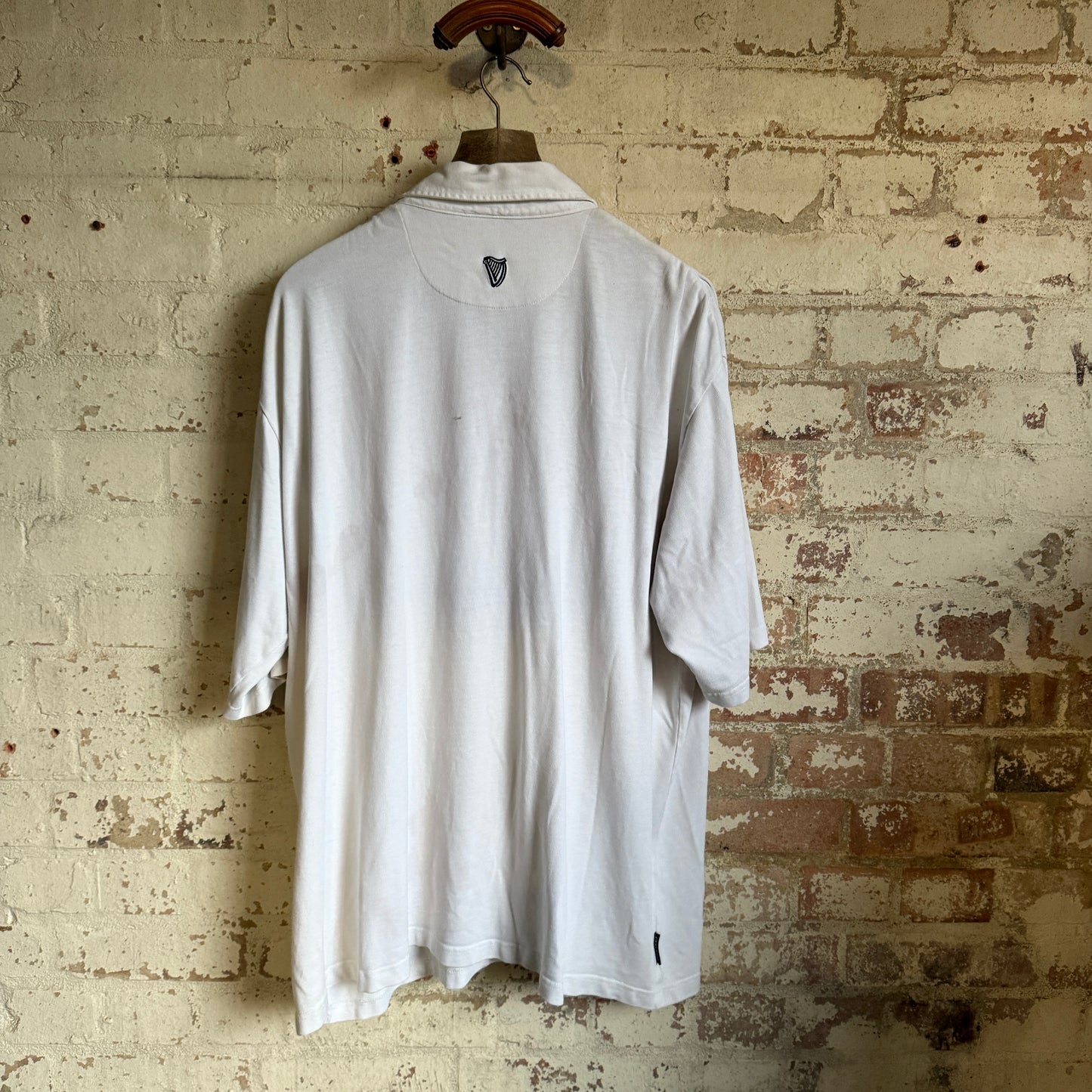 1990s White Guinness Polo Shirt Top