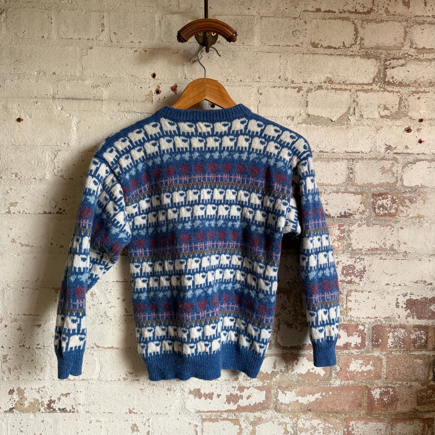 1970s Sheep Knitted Button Cardigan Jumper