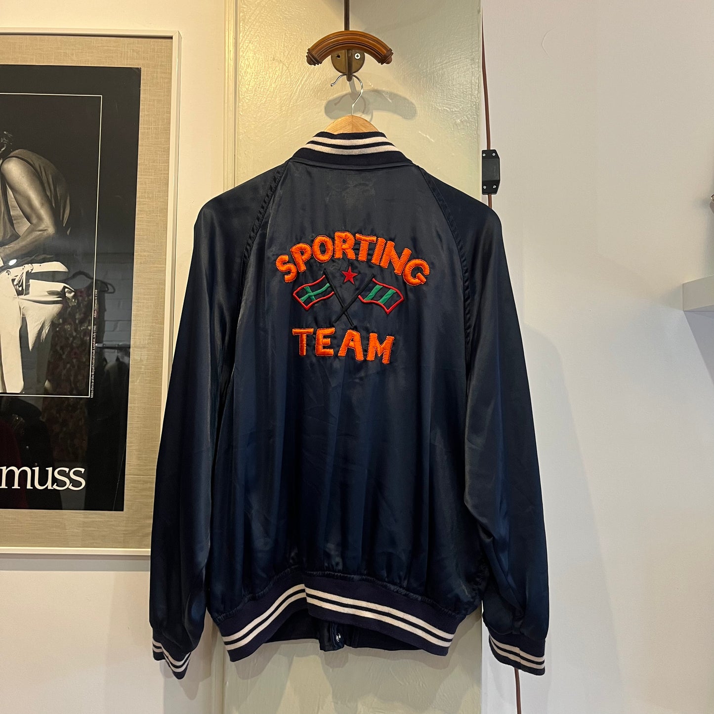 1980s Navy Embroidered Bomber Jacket