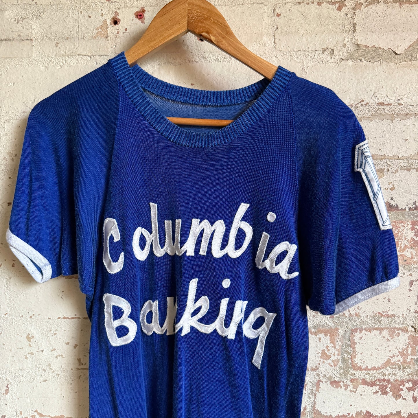 1960s Blue Columbia Banking Rayon Shirt