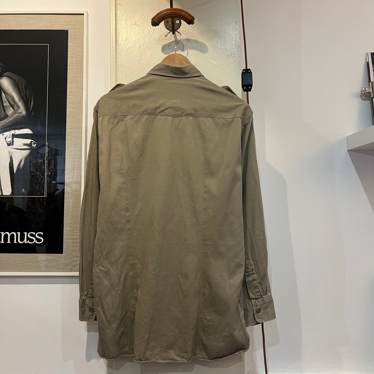 1960s Beige Military Button Up Shirt