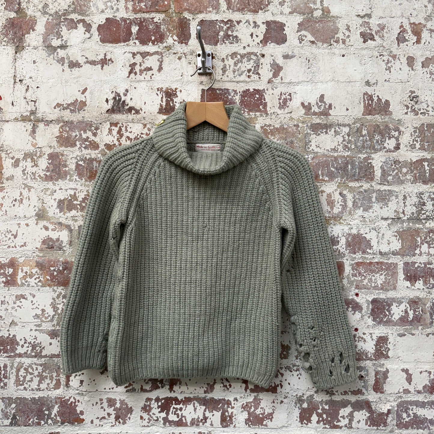 1950s Green Wool Knitted Roll Neck Jumper