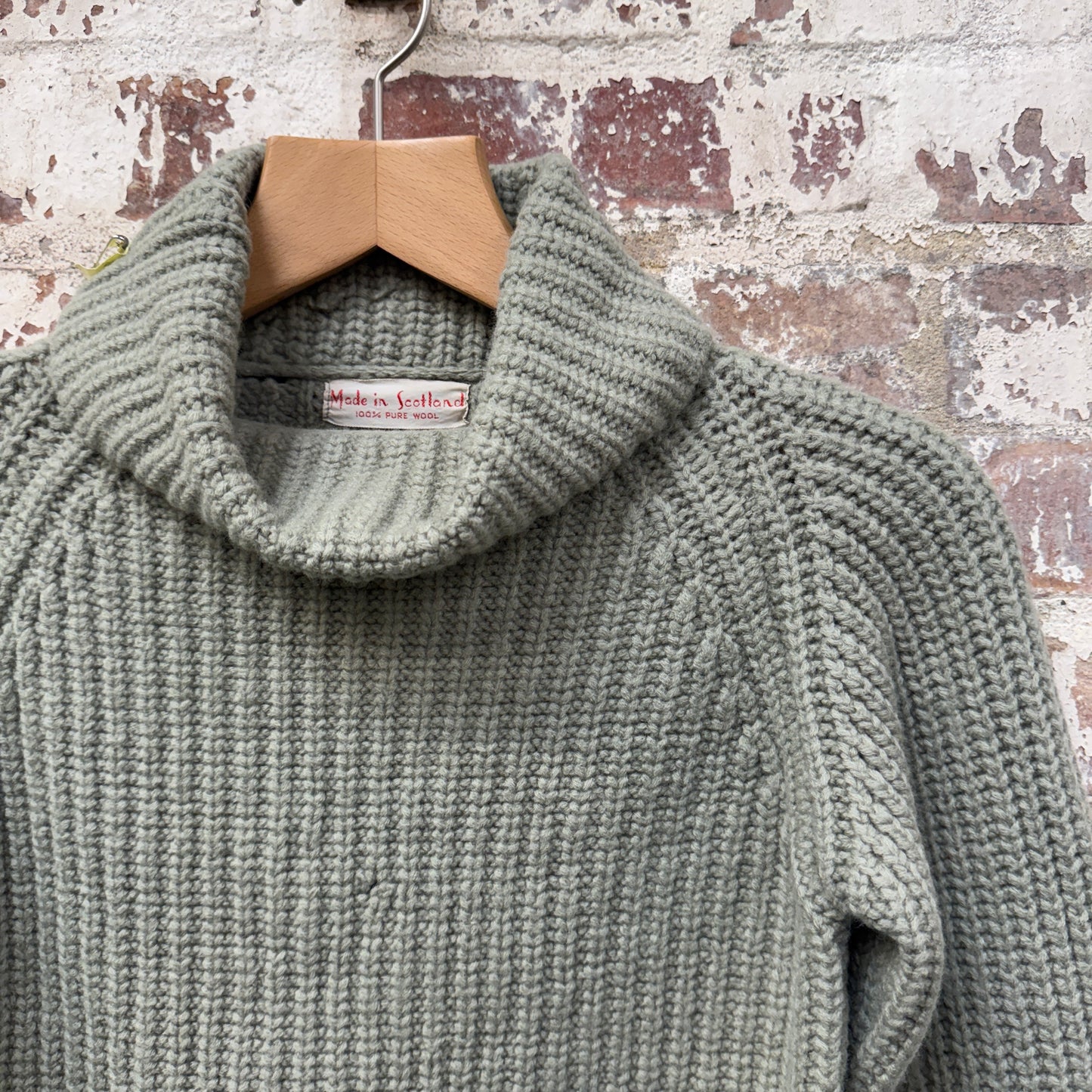 1950s Green Wool Knitted Roll Neck Jumper