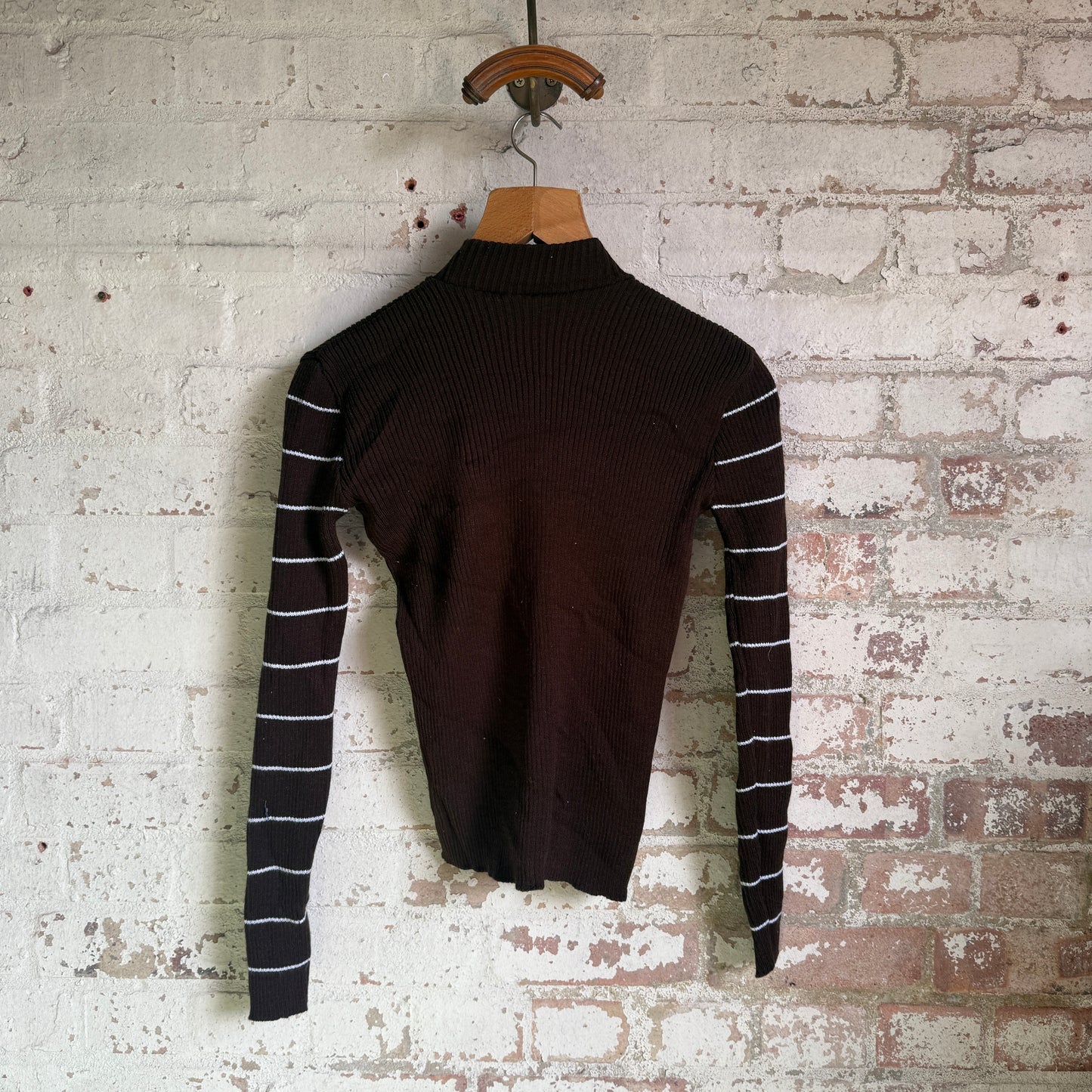 1970s brown knitted button Long Sleeve Top