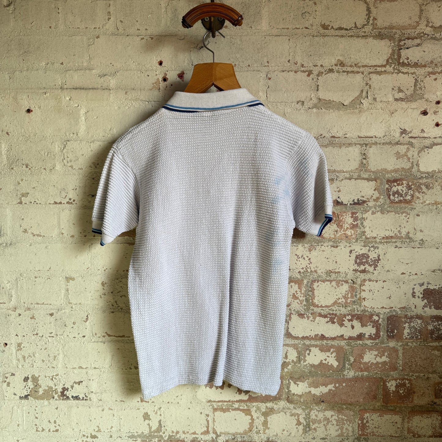 1970s White Timex Unusual British Polo Shirt Top