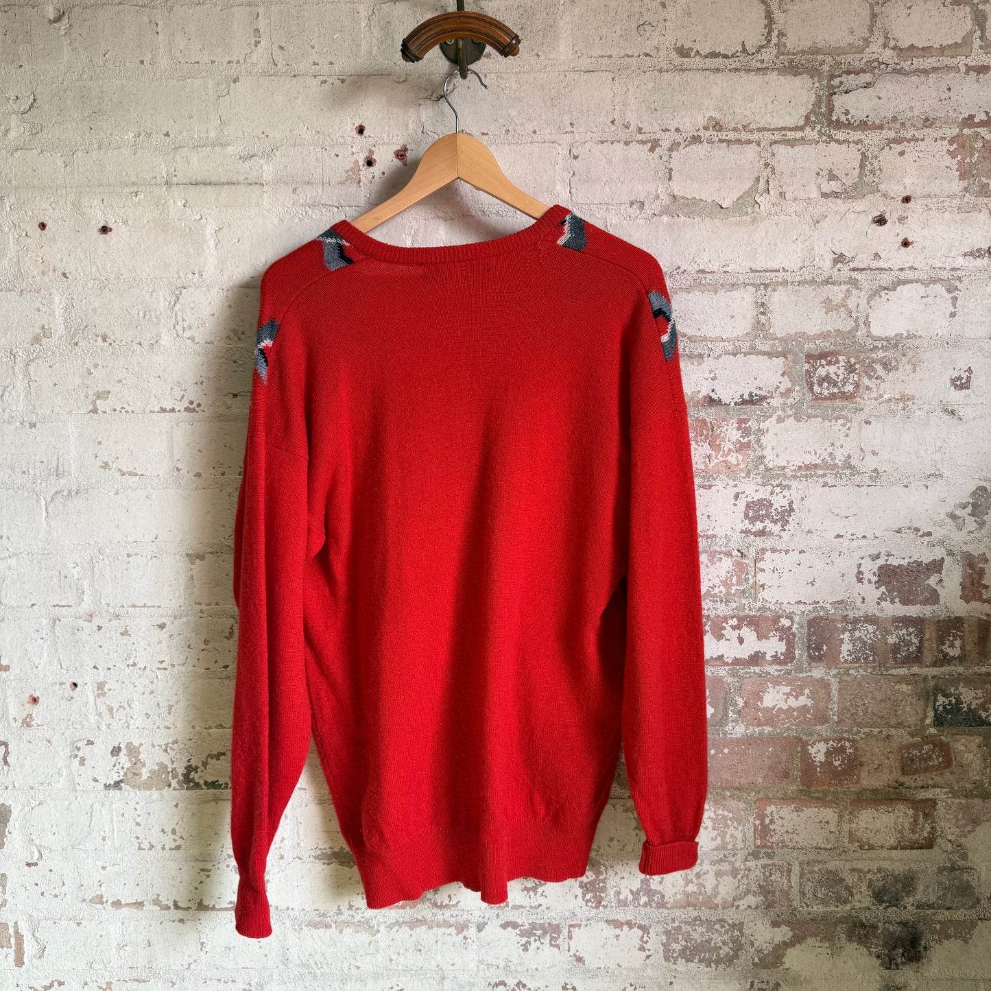 1980s Red Jaeger Chain Print Knitted Jumper