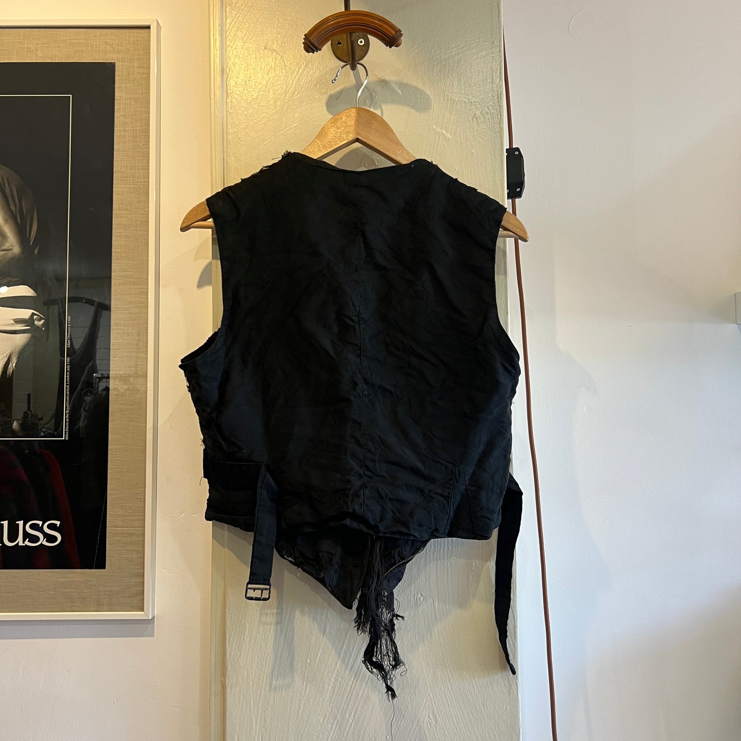 1920s Victorian Distressed Black Waistcoat