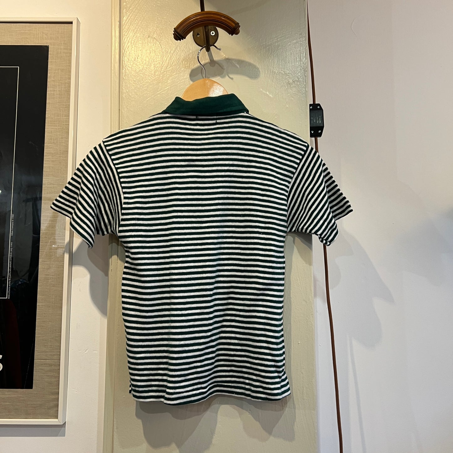 1970s British Green Striped Zip Polo Shirt