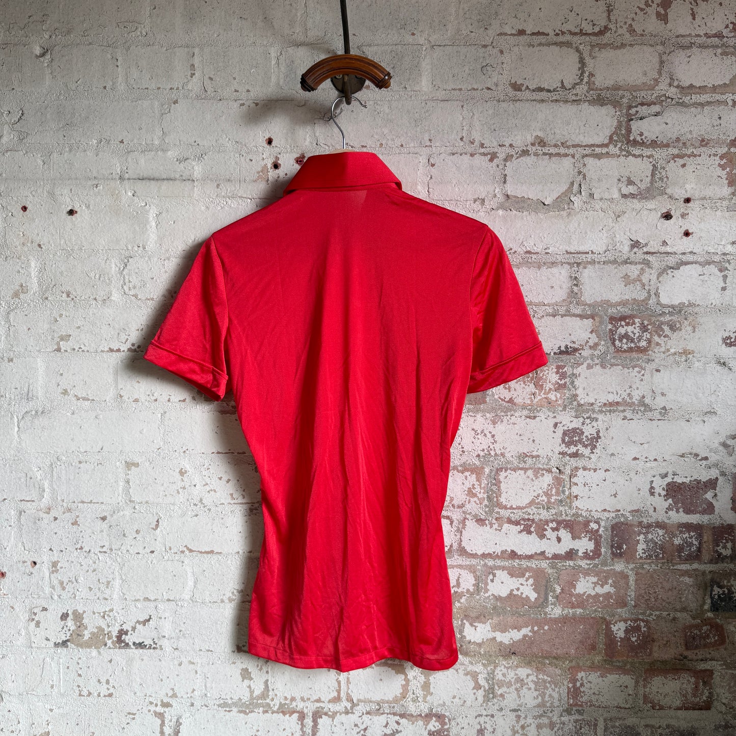 1970s Red Dagger Collar Polo Shirt Top