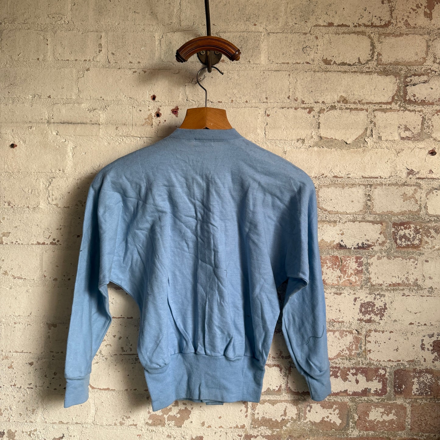 1970s Blue Knitted Button Up Cardigan Jumper