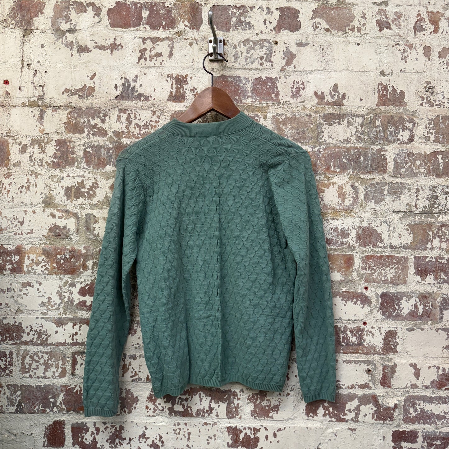 1960s British Shell Print Knitted Cardigan Jumper