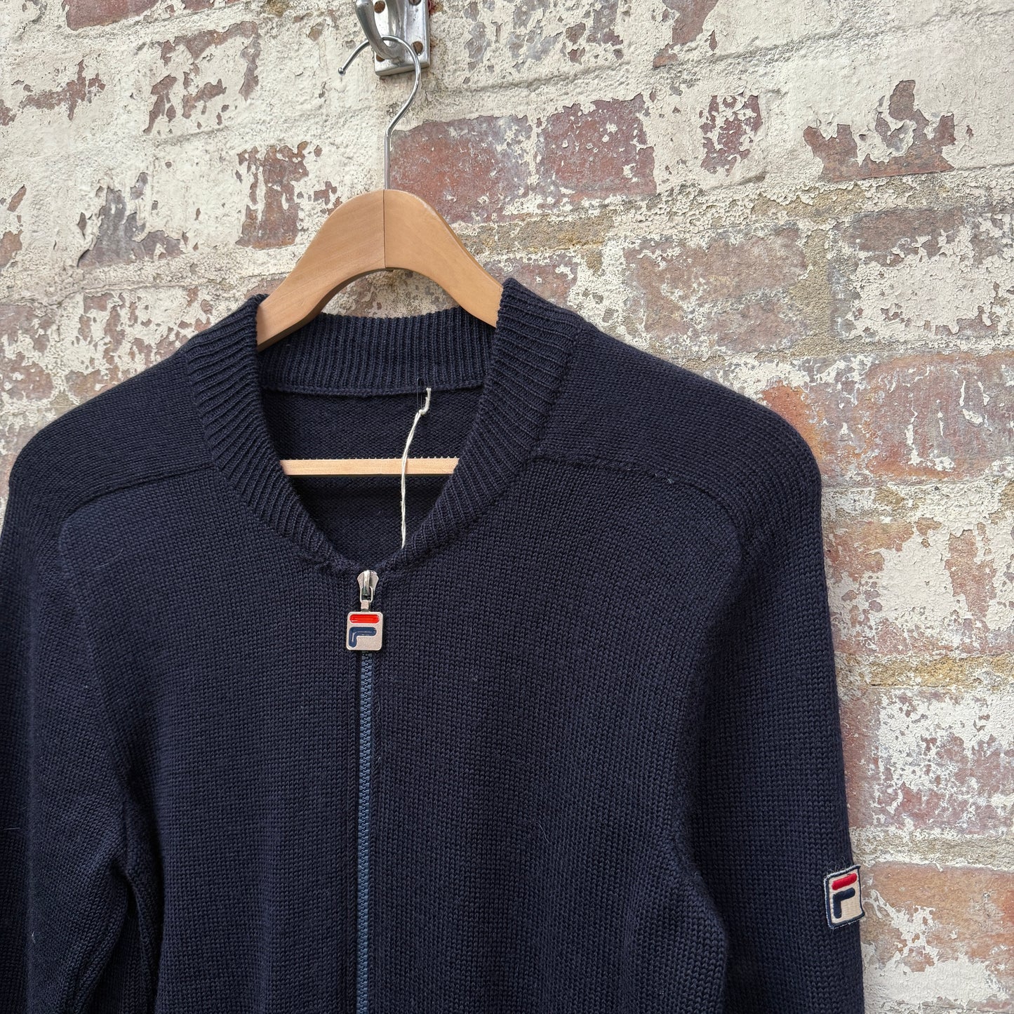 1980s Navy Fila Wool Knitted Track top Jumper