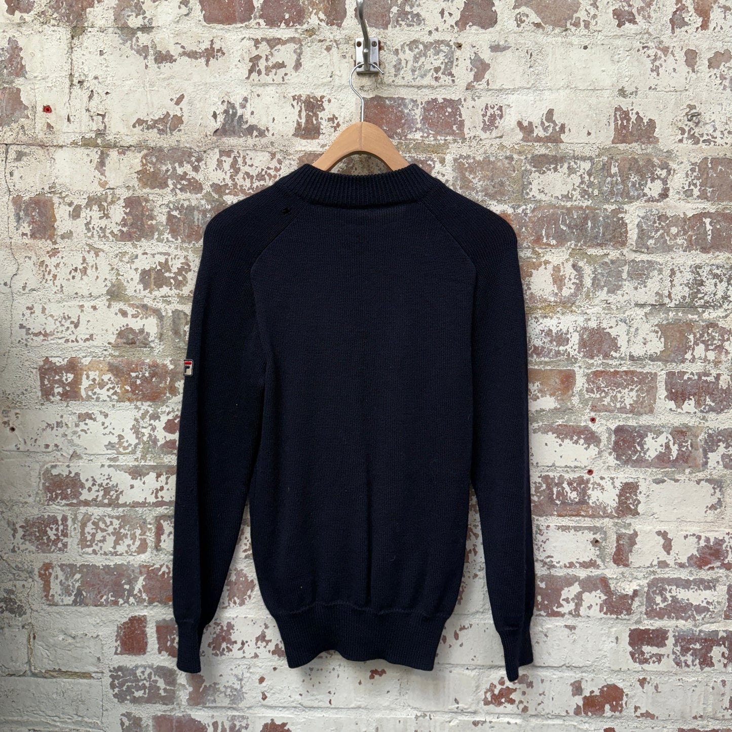 1980s Navy Fila Wool Knitted Track top Jumper