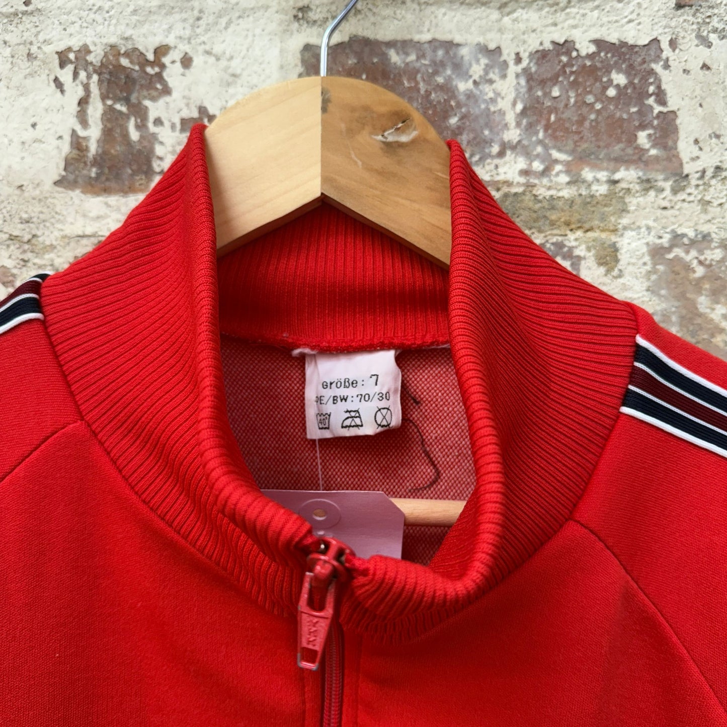 1980s Red Zip Up Track Top