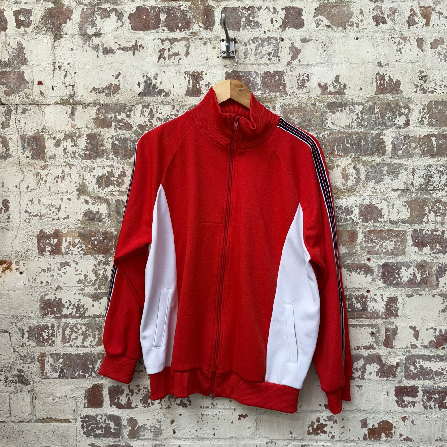1980s Red Zip Up Track Top