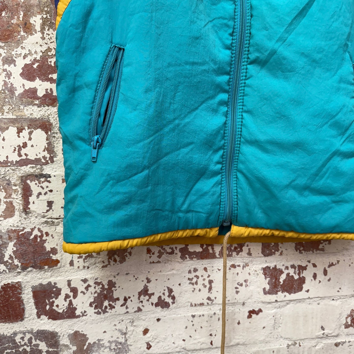 1980s Turquoise Zip Padded Gilet Jacket