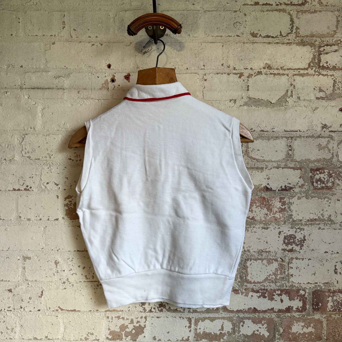 1960s White Sleeveless British Polo Shirt