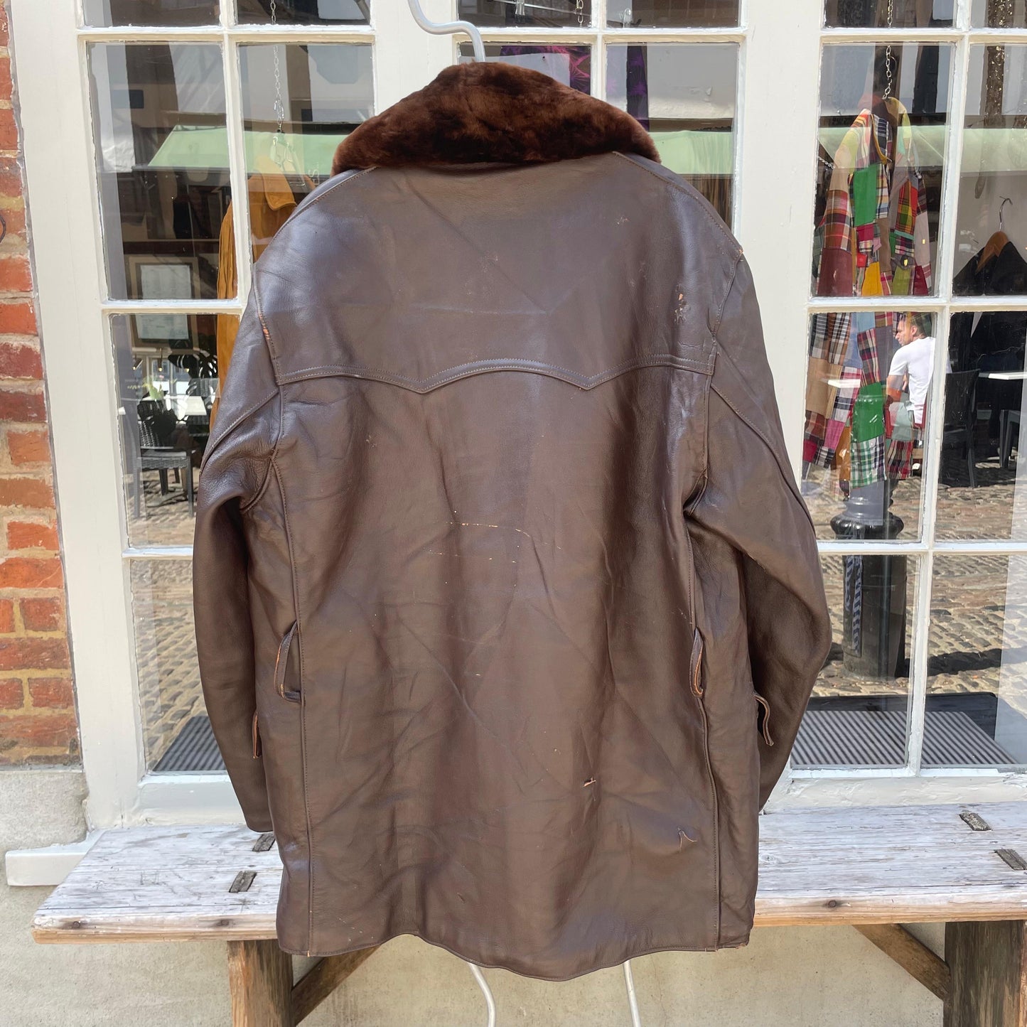 1950s Brown Leather French Barn Jacket Coat