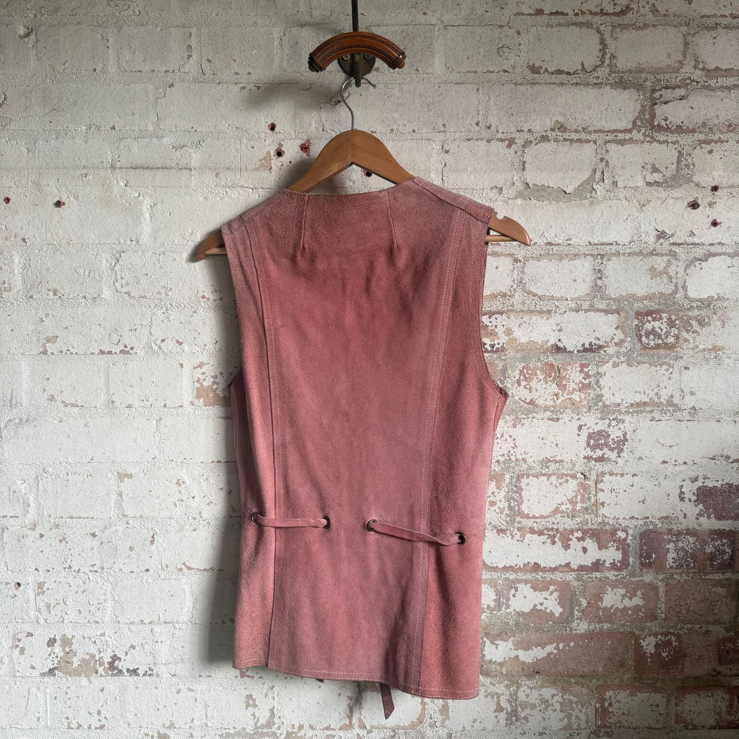 1970s Suede Leather Pink Belted Jacket