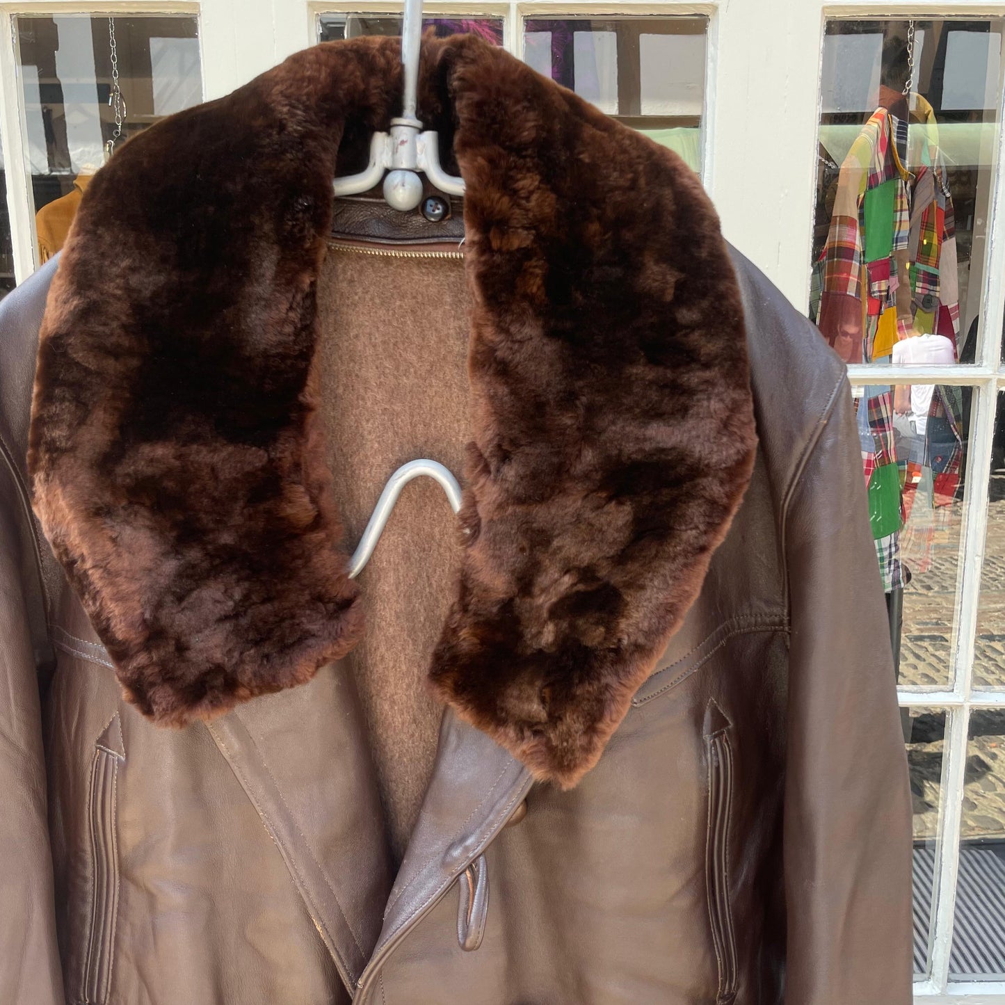 1950s Brown Leather French Barn Jacket Coat