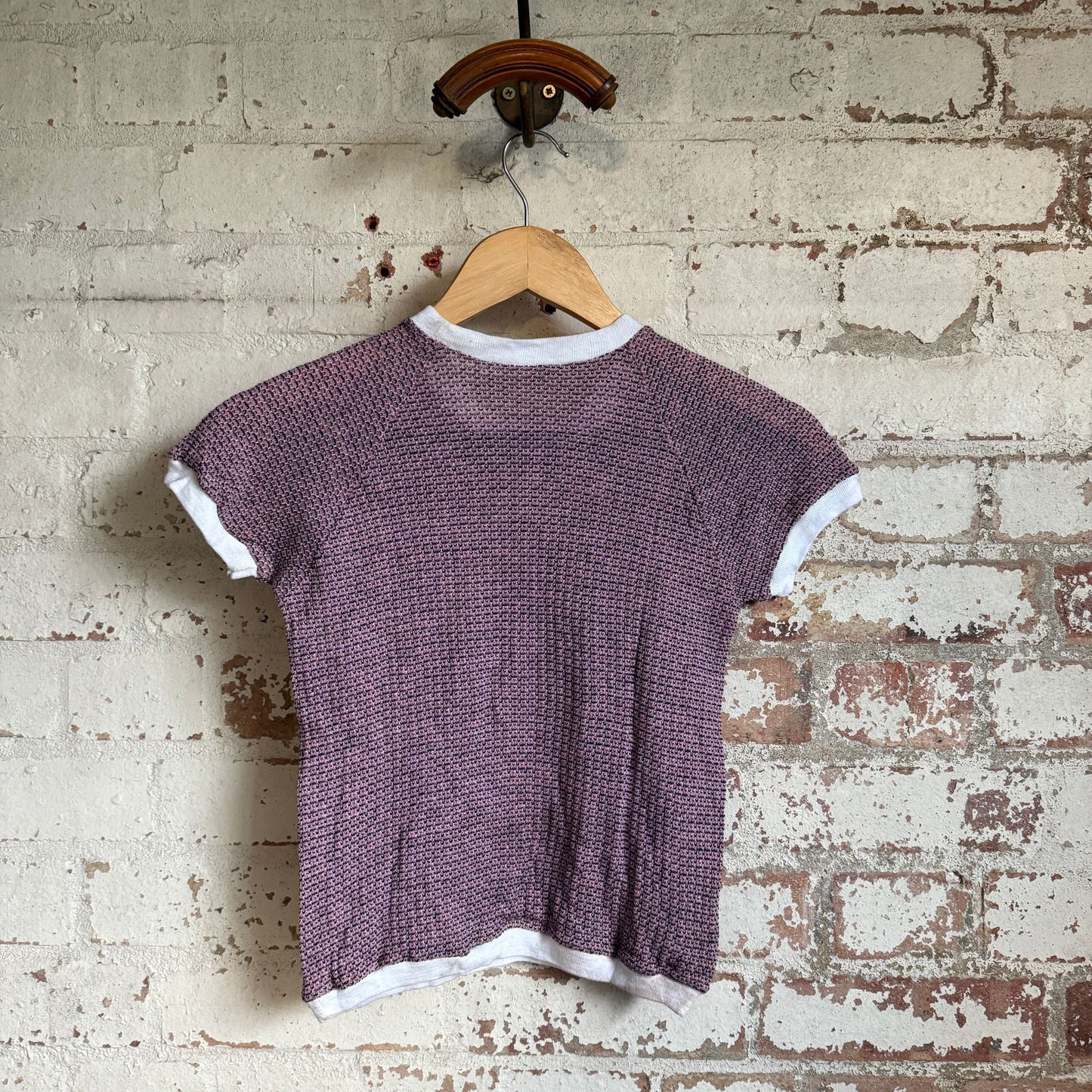 1970s Purple Knitted Raglan T-Shirt Top