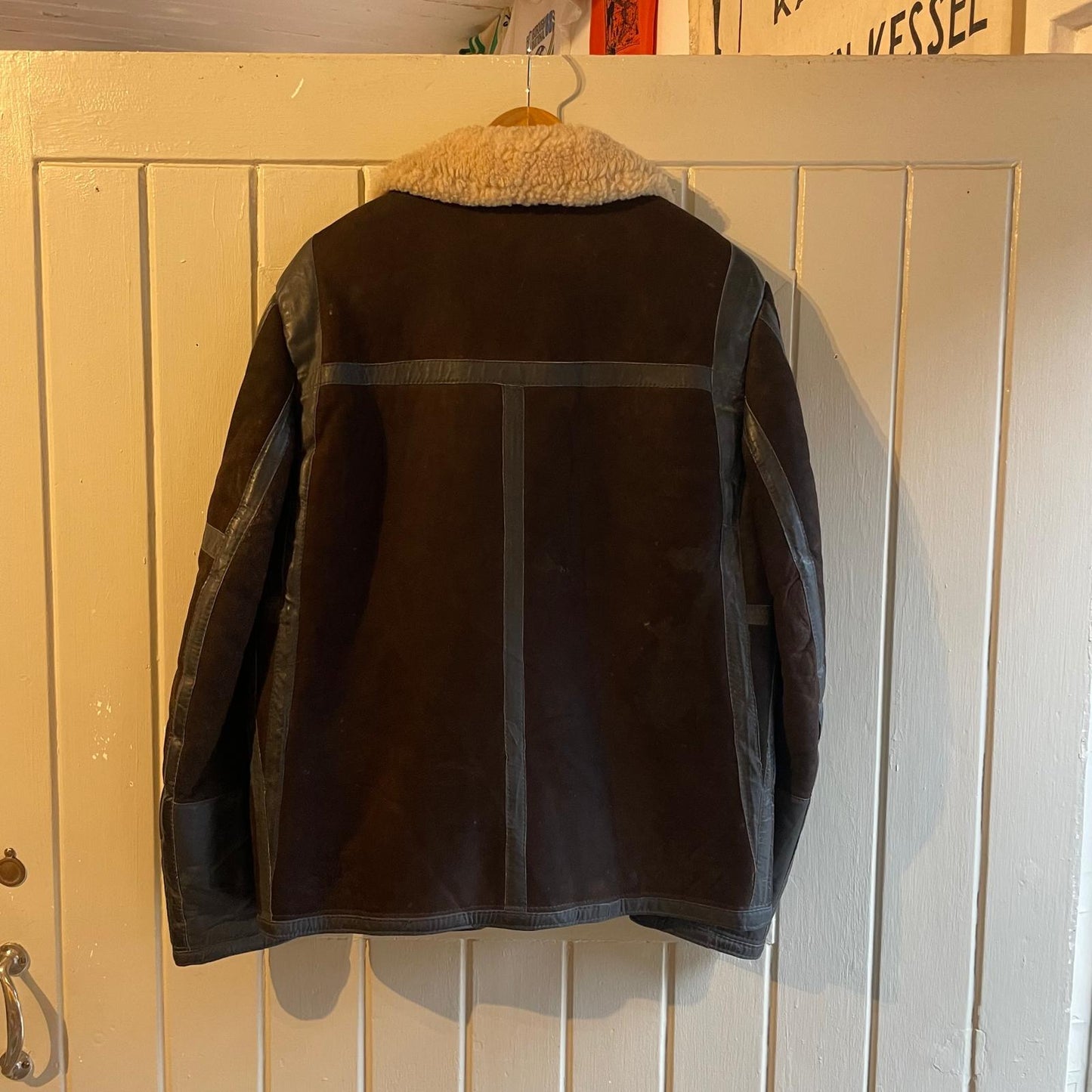 1960s Dark Brown Leather Sheepskin Fur Flight Jacket Coat