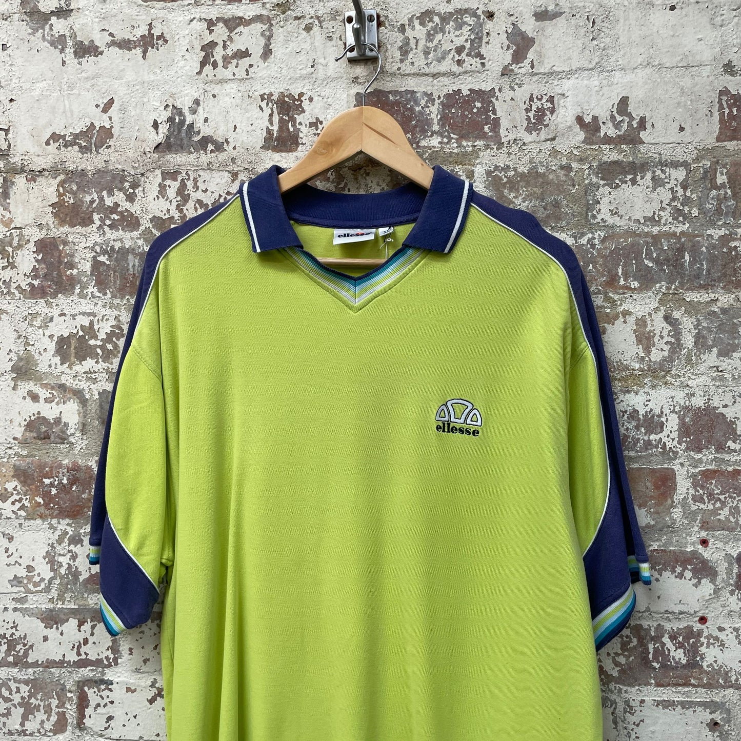 Vintage 1990s Lime Green Ellesse Polo Shirt Top