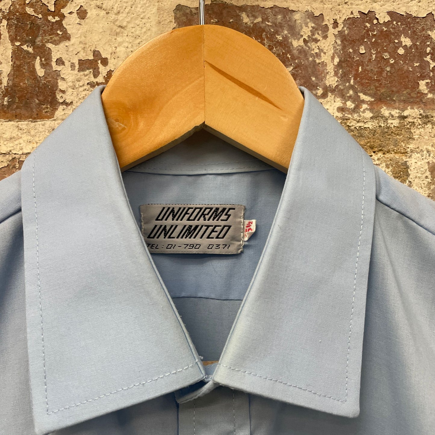 Vintage 1980s 1990s Baby Blue Military Style Button Up Shirt