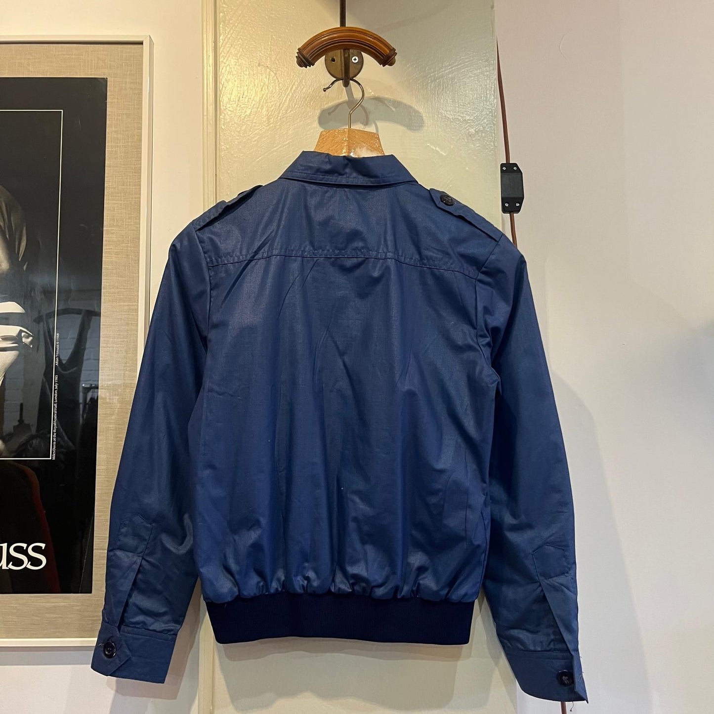 Vintage 1970s 1980s Navy Four pocket Harrington Style Jacket Coat