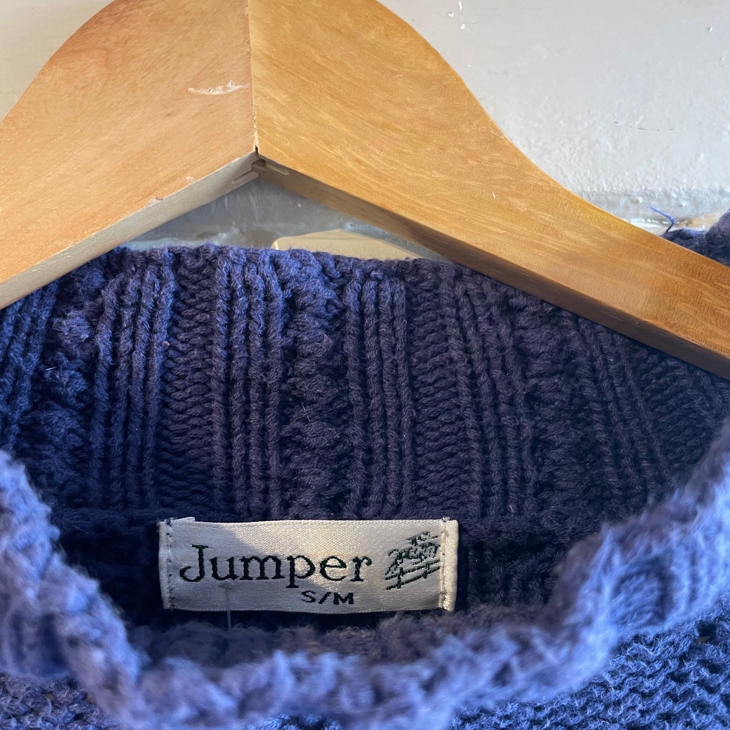 1990s Navy Cotton Argyle Knitted Jumper