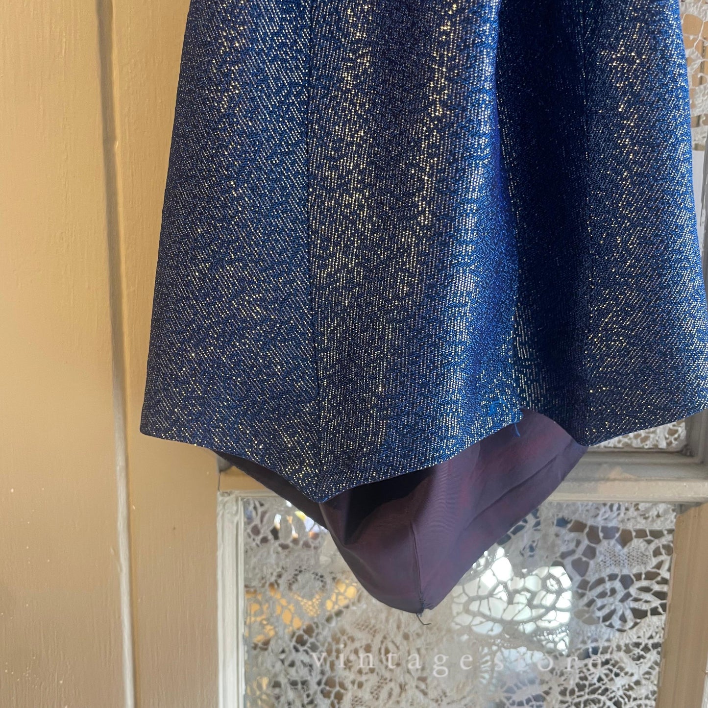 1970s Blue Sparkly Halter Neck Top