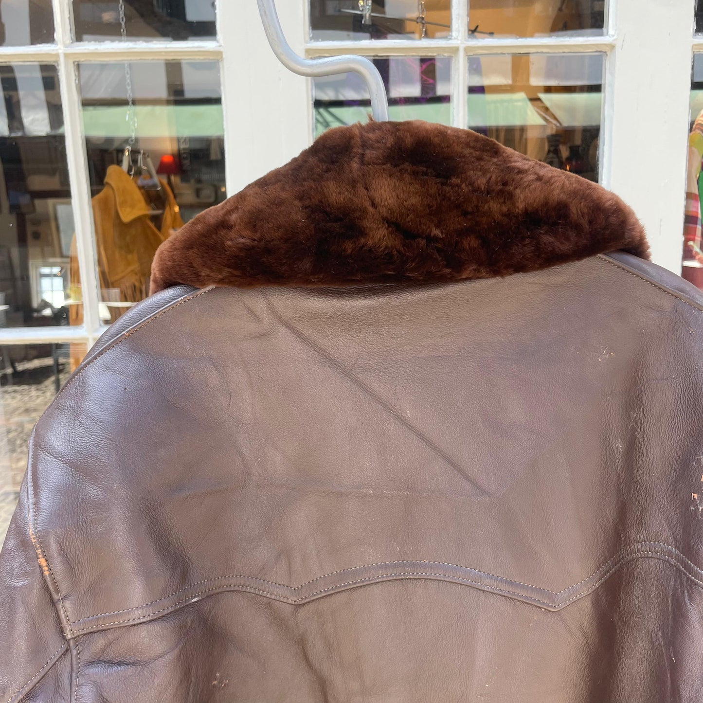 1950s Brown Leather French Barn Jacket Coat