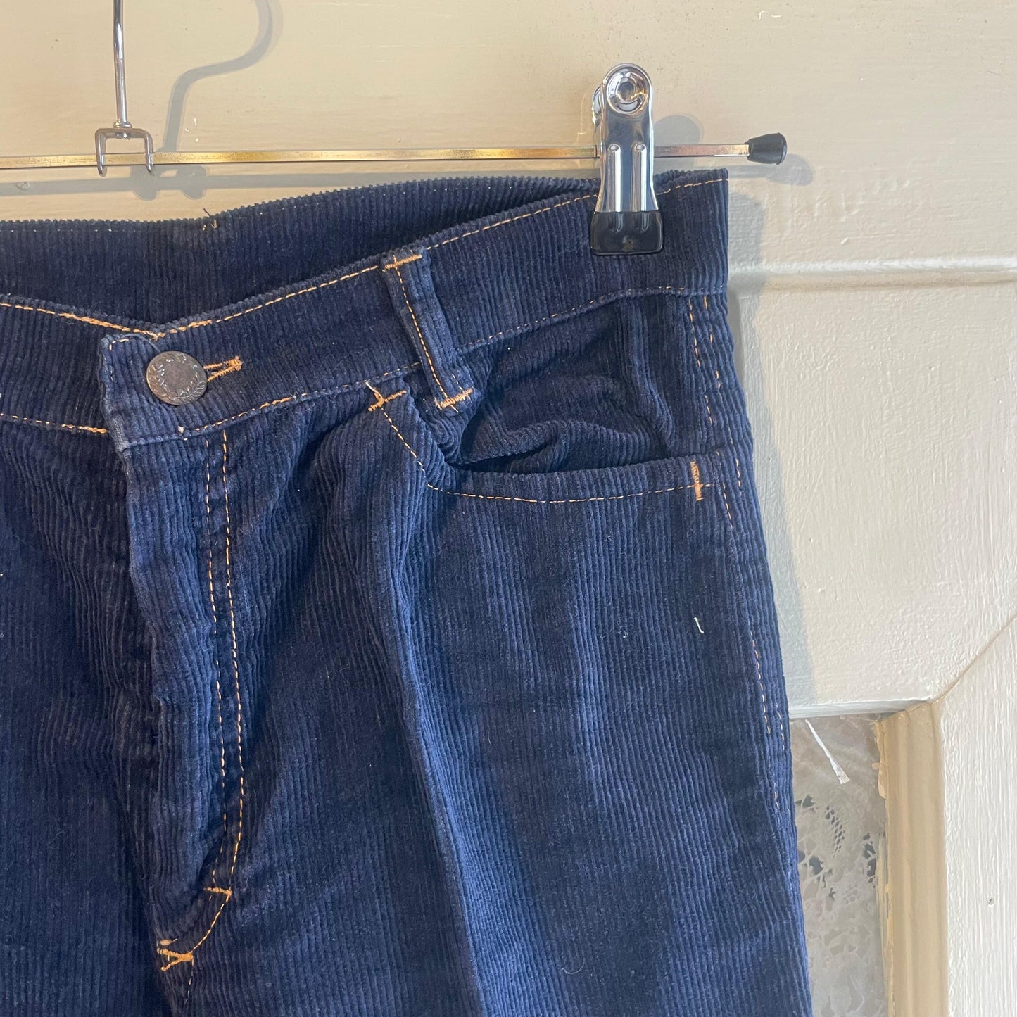 1970s Dark Navy Corduroy Flared Trousers
