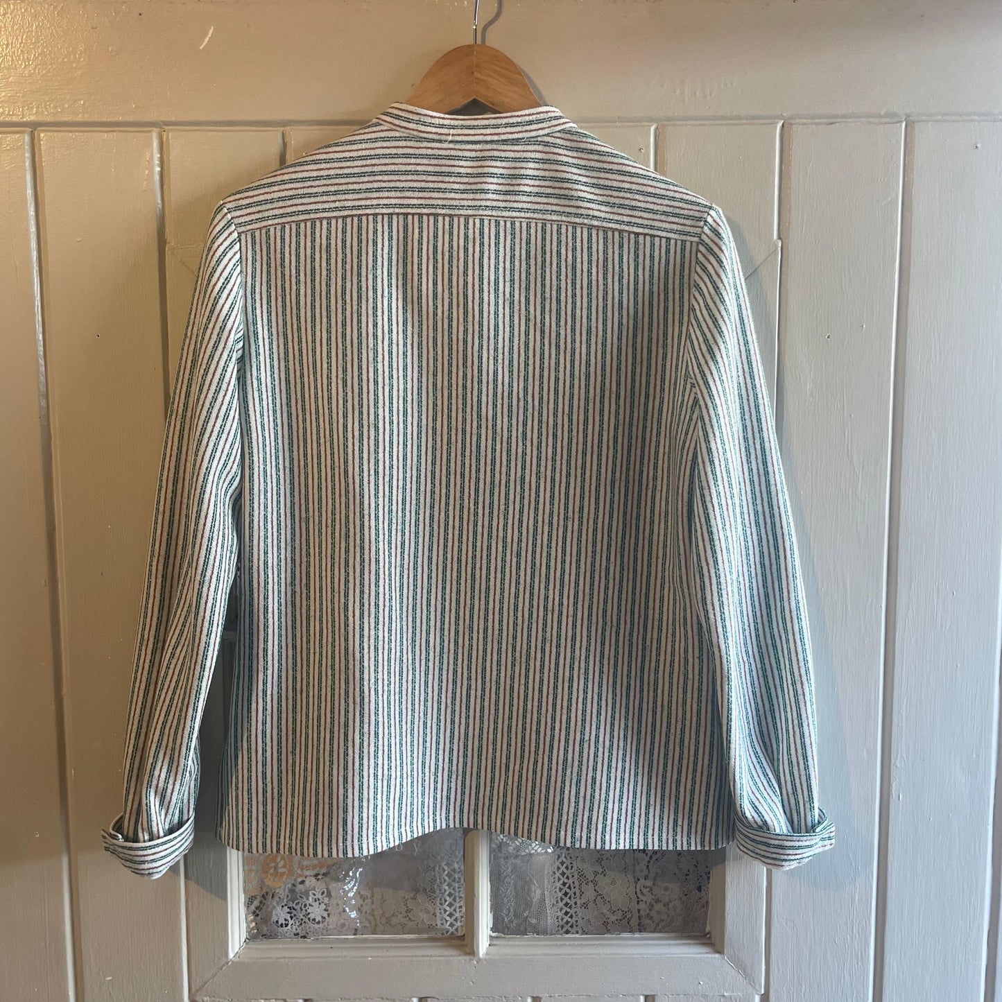 1970s Green Striped Knitted Blouse Shirt