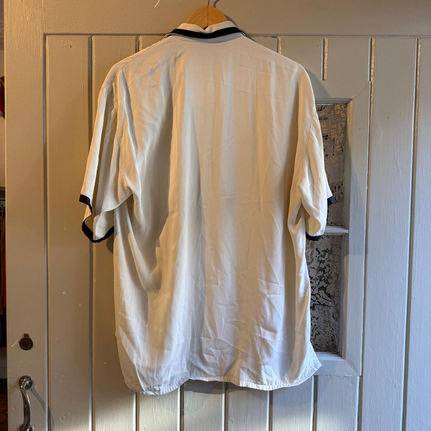 1950s Style 1980s White Rayon Gaberdine Shirt