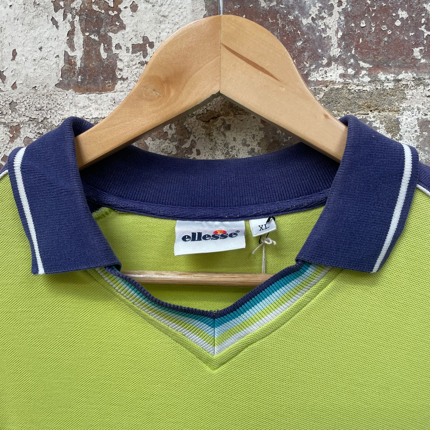 Vintage 1990s Lime Green Ellesse Polo Shirt Top