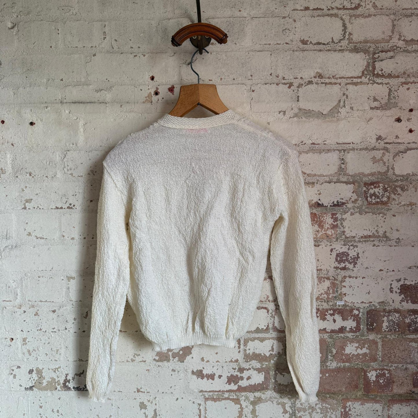 1940s White Knitted Button Up Cardigan Jumper