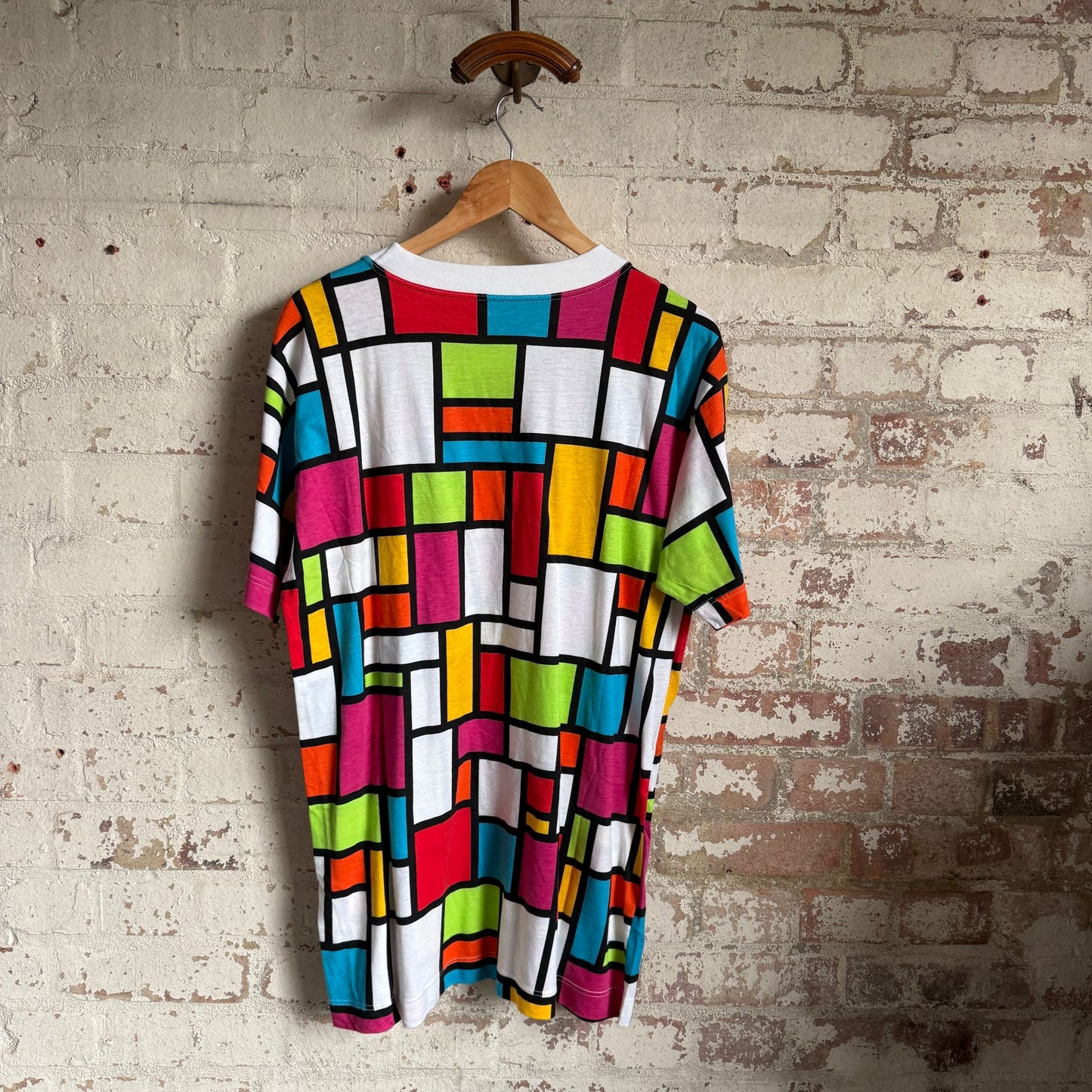 1990s Multicoloured Checkered Grid T-Shirt