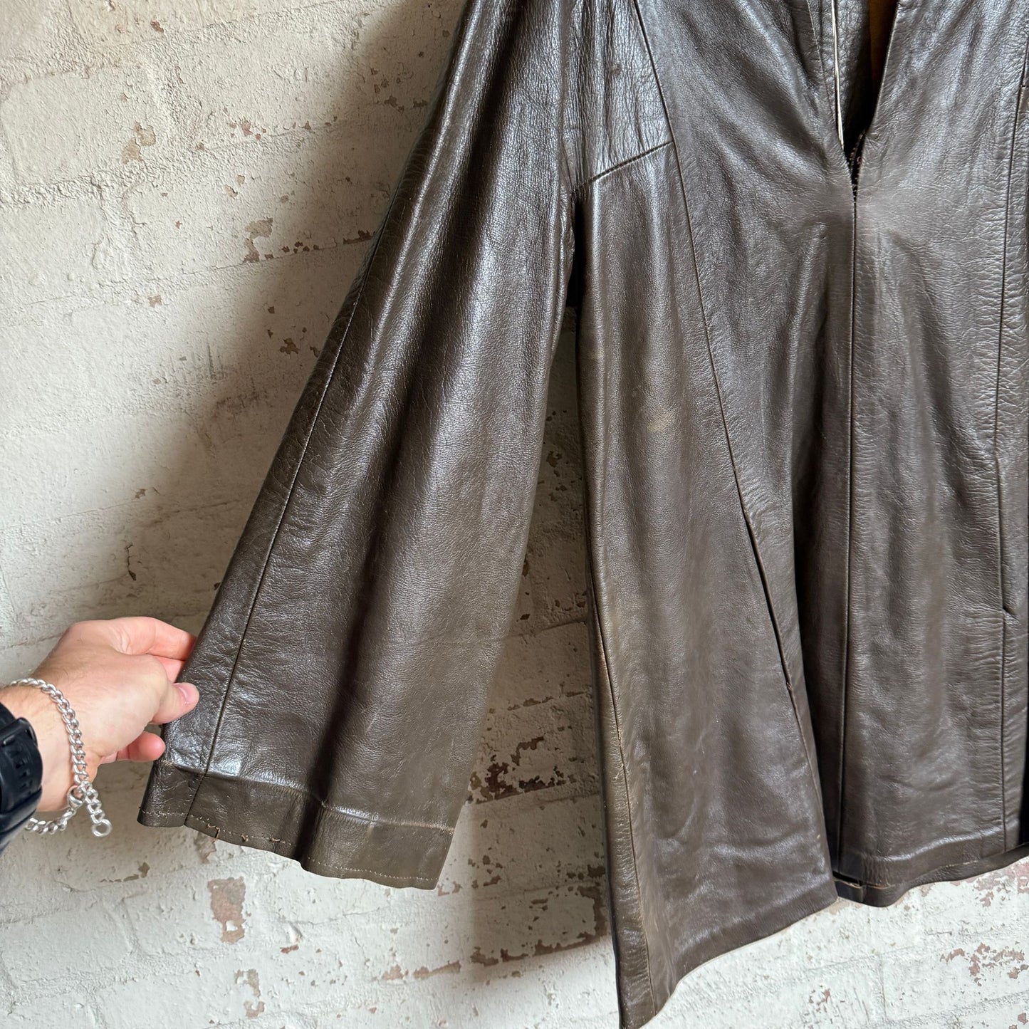 1970s Brown Leather Unusual Tunic Jacket