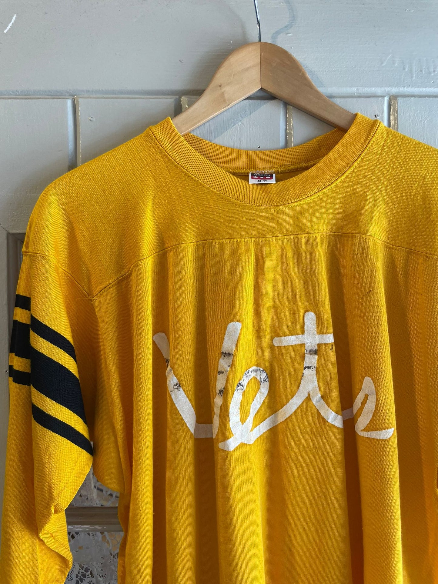 1960s Yellow Rayon Long Sleeve Graphic Top