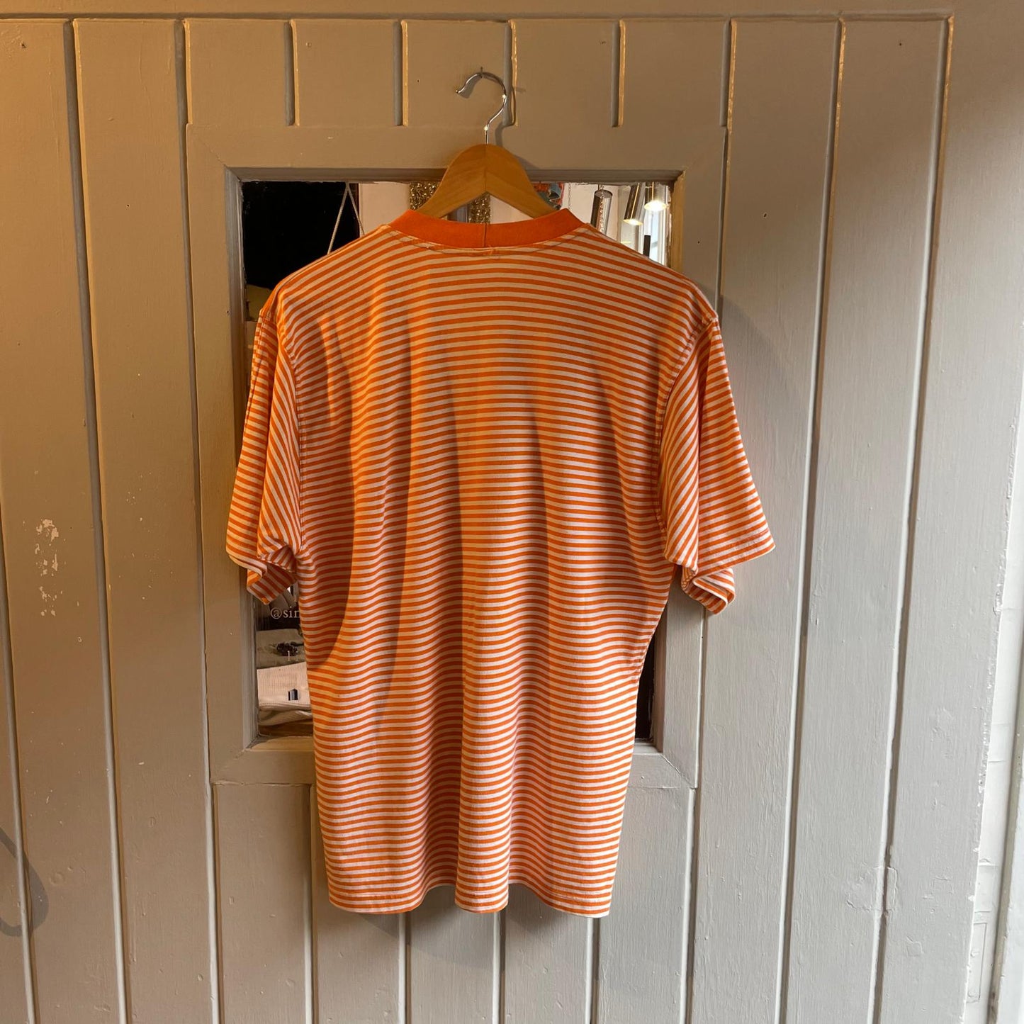 1990s Orange and White Striped T-Shirt