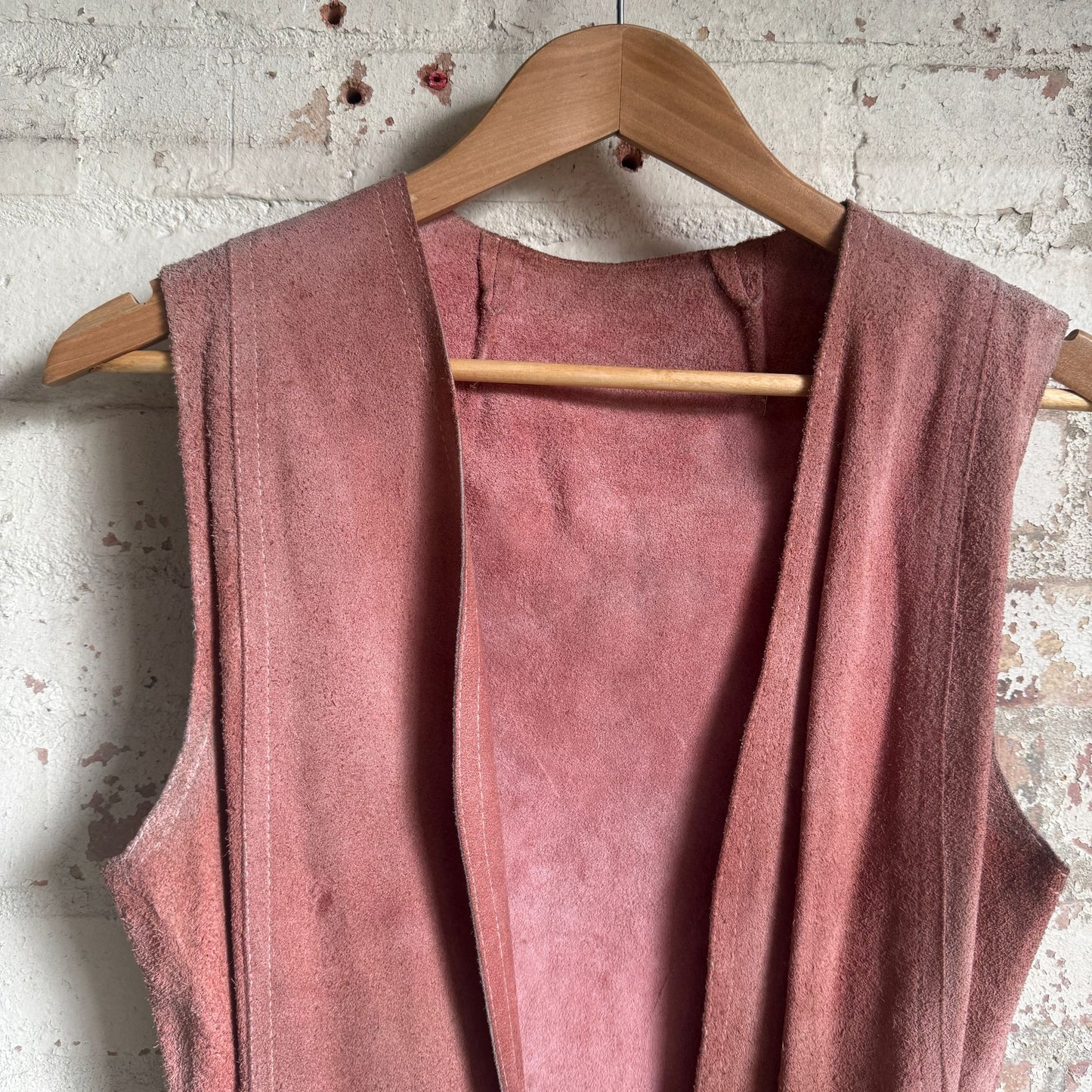 1970s Suede Leather Pink Belted Jacket