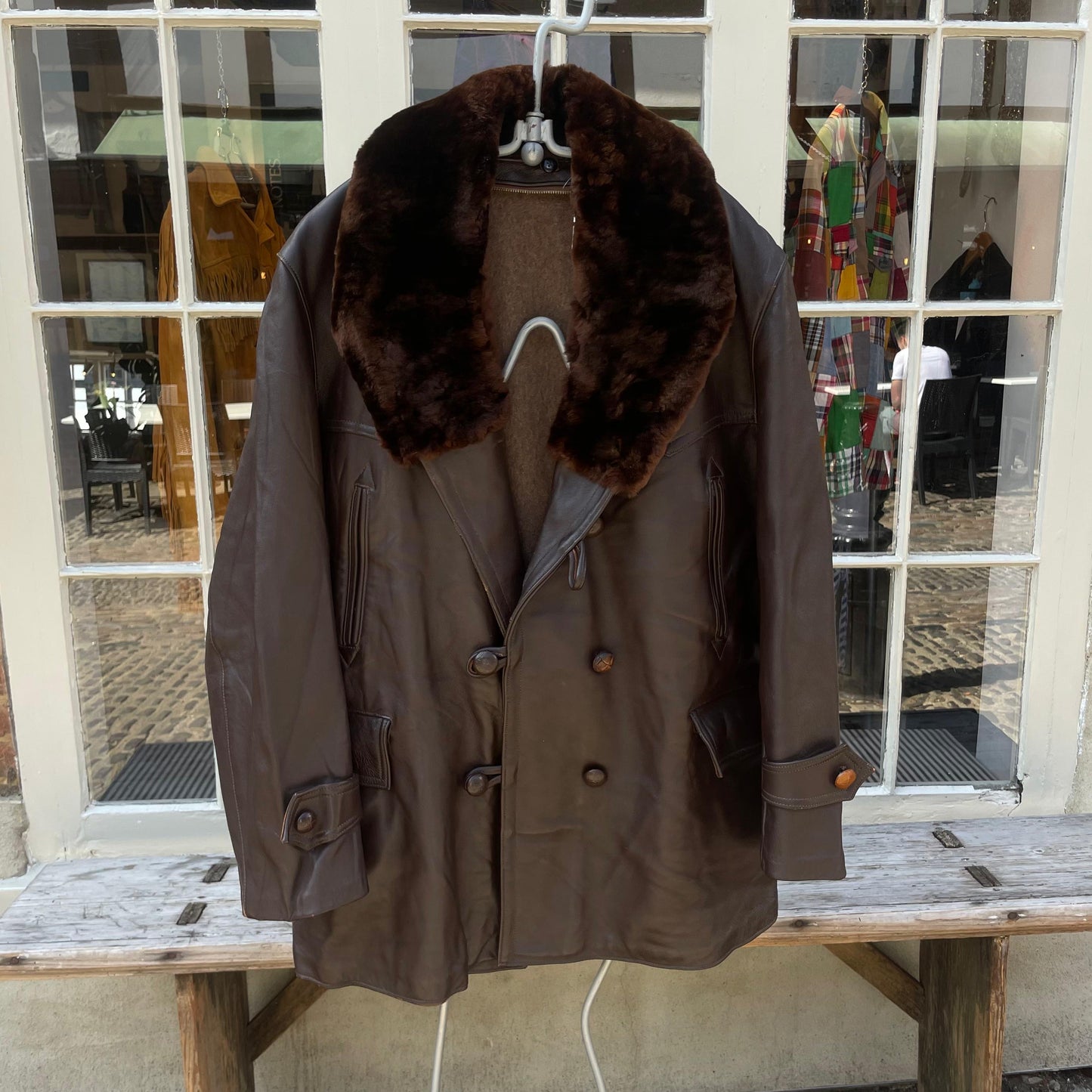 1950s Brown Leather French Barn Jacket Coat