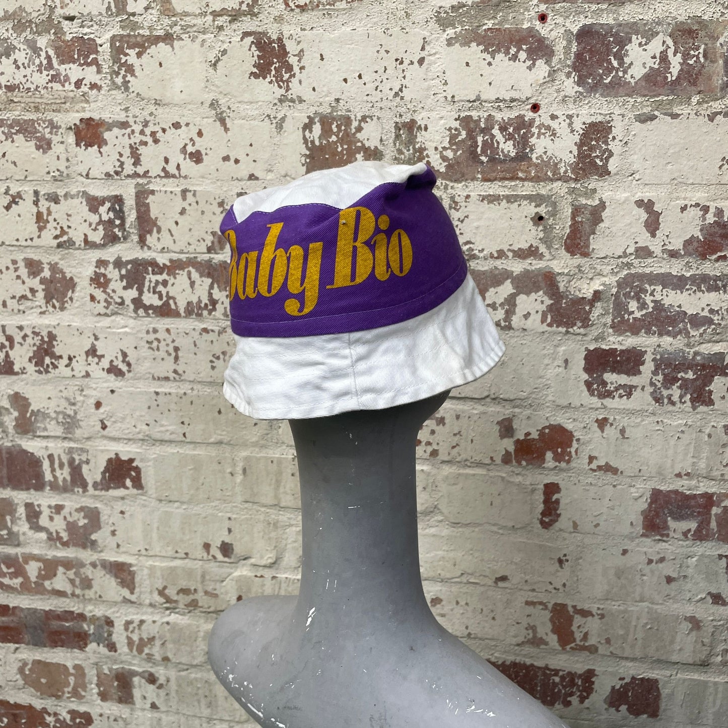 Vintage 1970s 1980s White Baby Bio Oil Bucket Hat