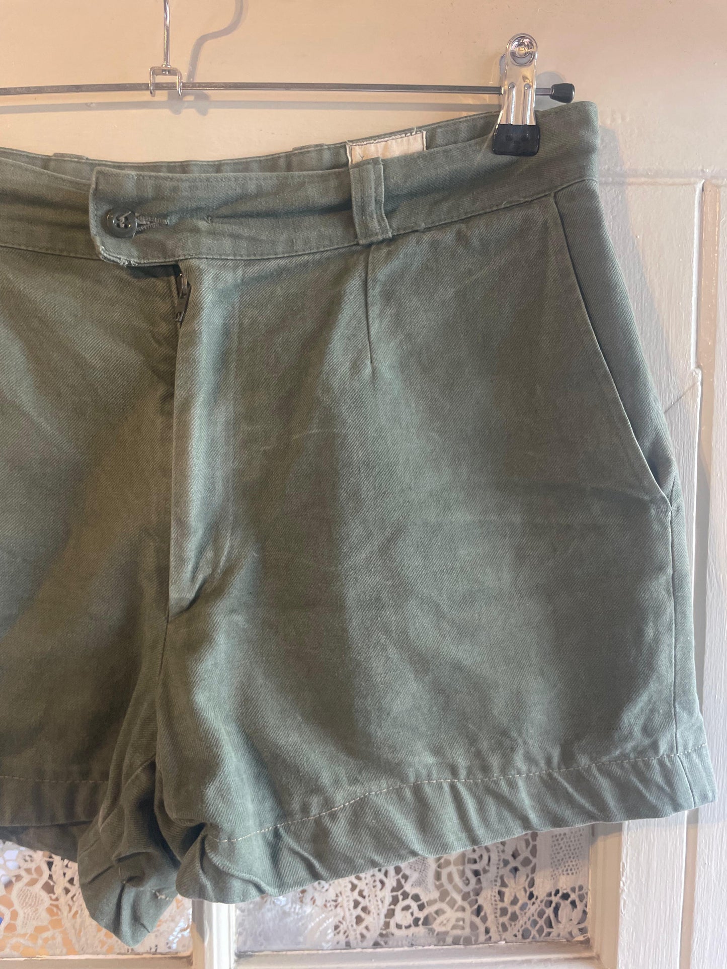 1960s Green Dutch Military Khaki Drill Shorts