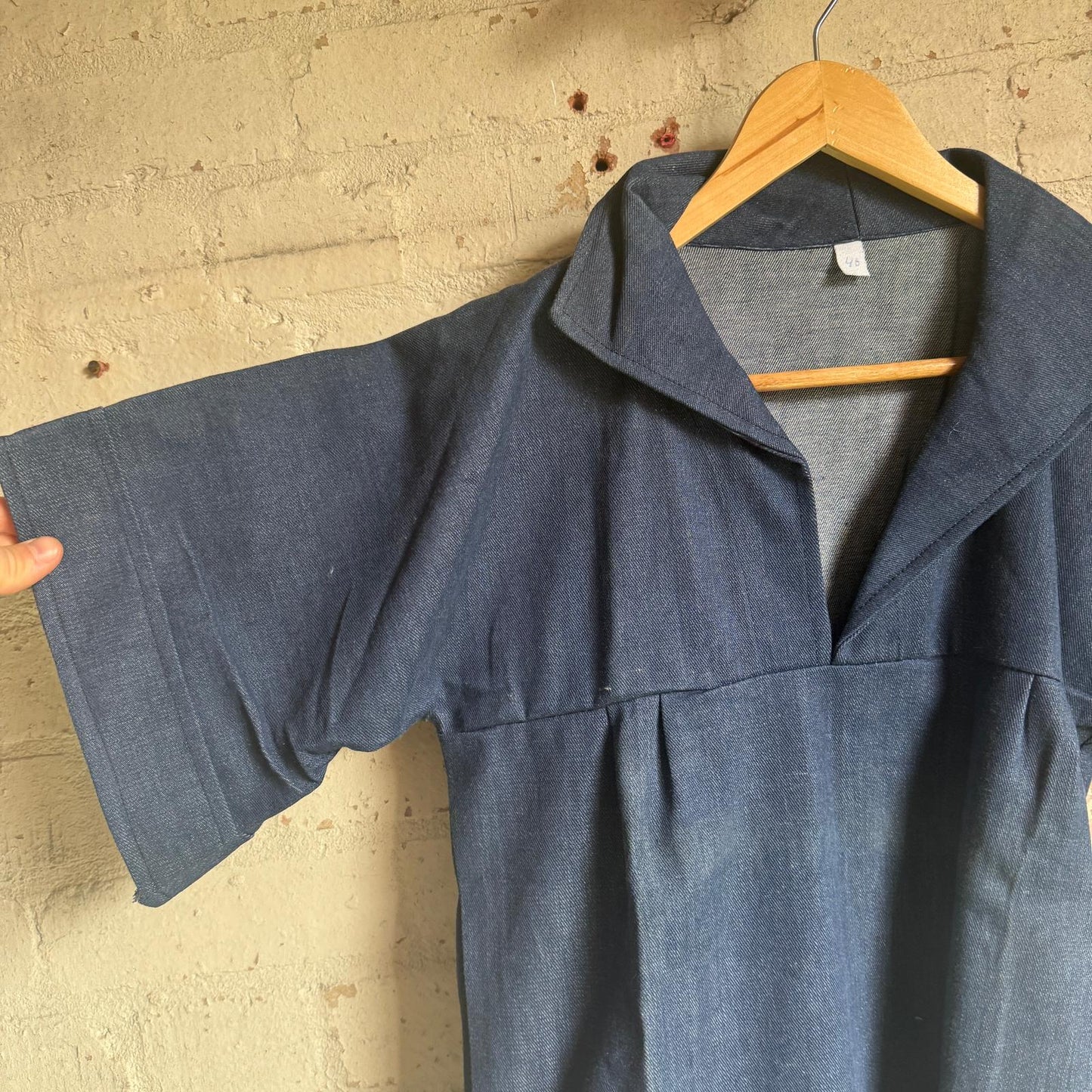 1970s Denim Smock Shirt Top