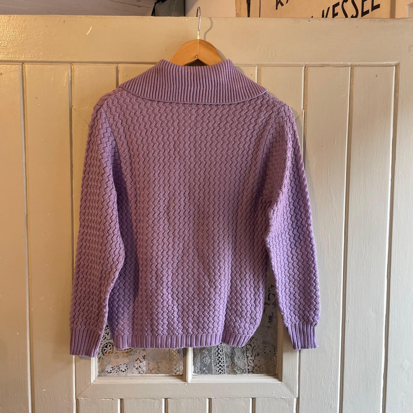 1940s Purple Collared Knitted Wool Jumper