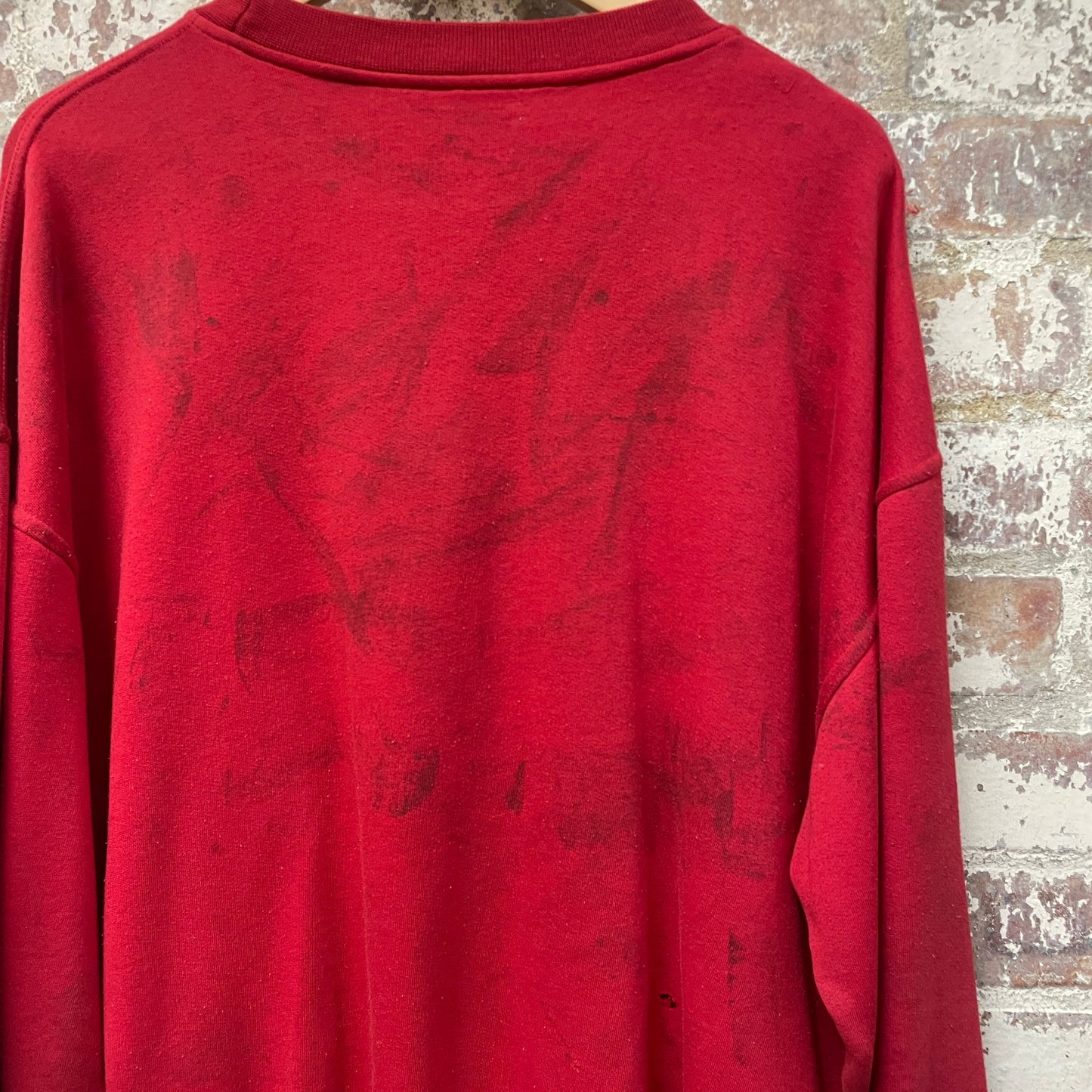 Vintage 1990s Red Reebok Distressed Sweatshirt Jumper