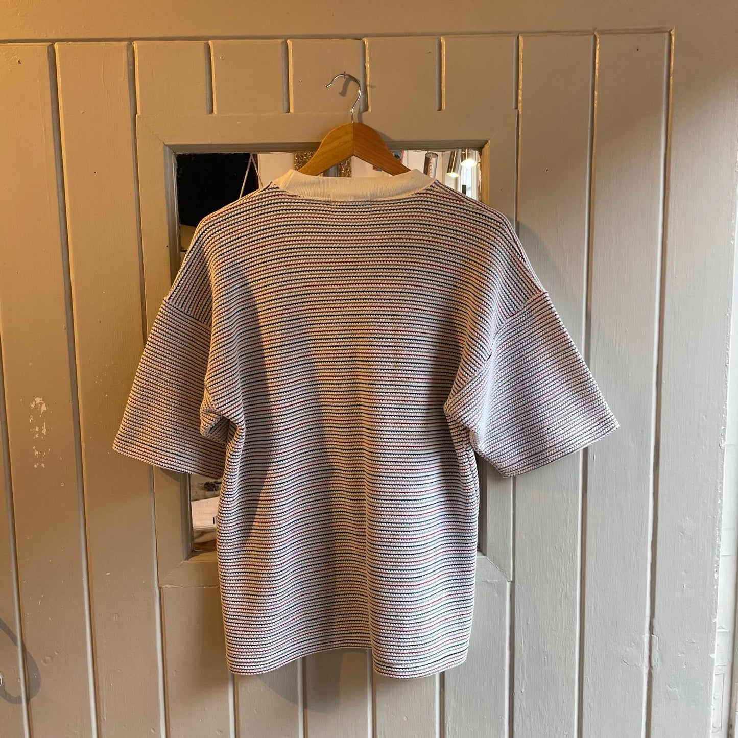 1990s White Knitted Striped T-shirt